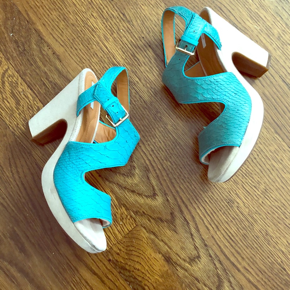 Geox D Nurit B Turquoise Python Platform Sandals - Picture 2 of 8